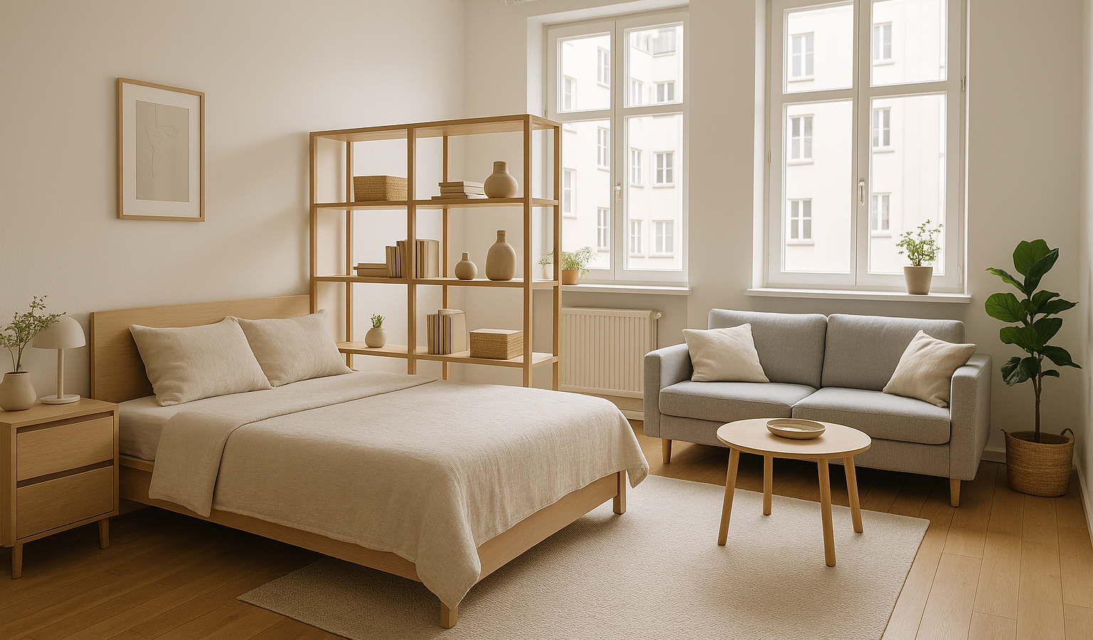 Bett im Wohnzimmer gut integrieren