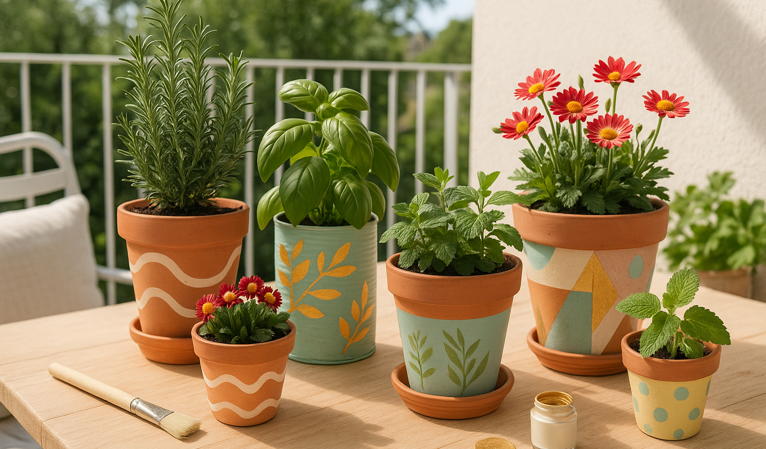 Blumentöpfe bemalen und upcyceln für Balkon und Garten