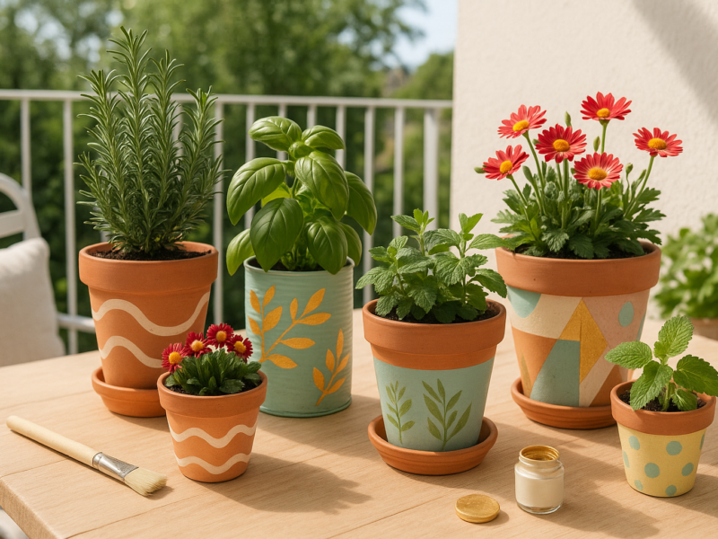 Blumentöpfe bemalen und upcyceln für Balkon und Garten