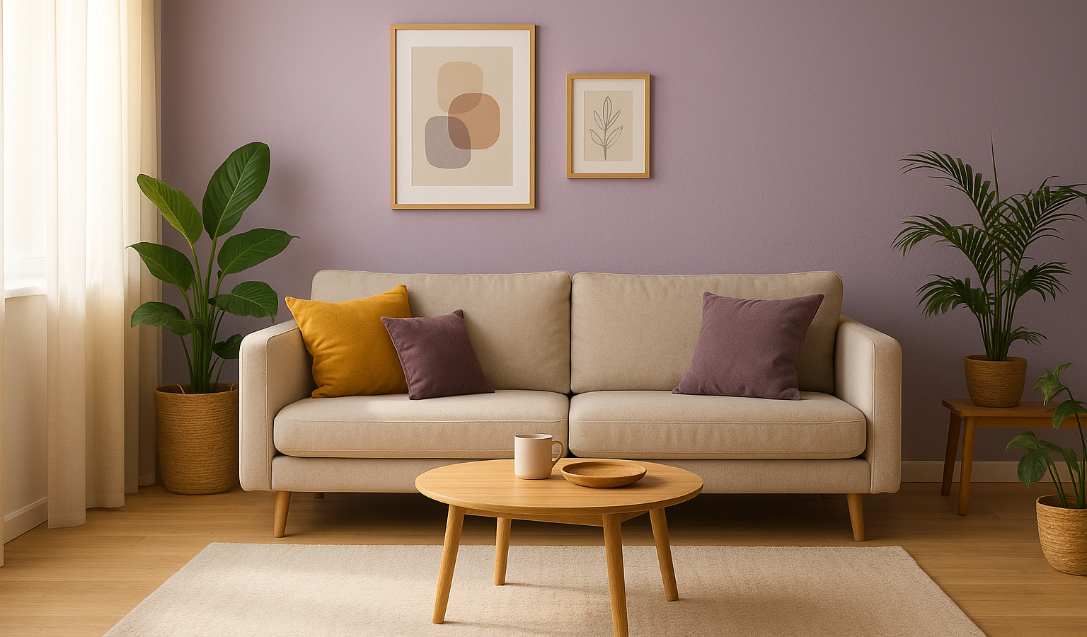 Welche Farbe passt zu Lila im Wohnzimmer und Schlafzimmer