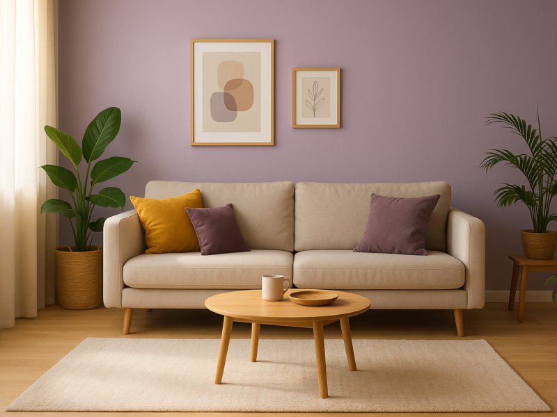 Welche Farbe passt zu Lila im Wohnzimmer und Schlafzimmer