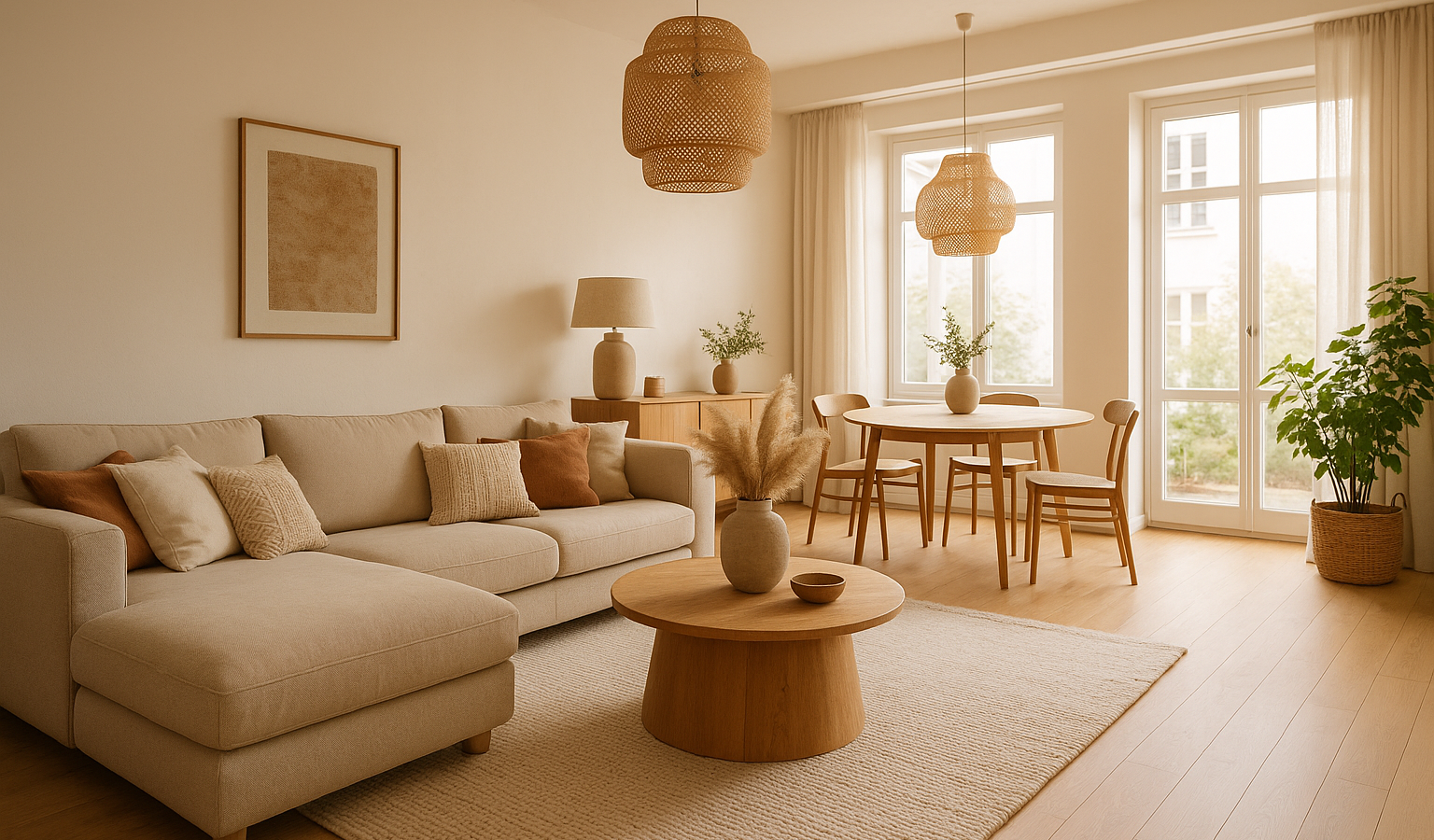 Großes Wohnzimmer gemütlich und stimmig einrichten