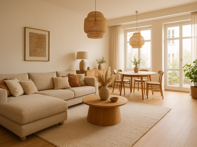 Großes Wohnzimmer gemütlich und stimmig einrichten