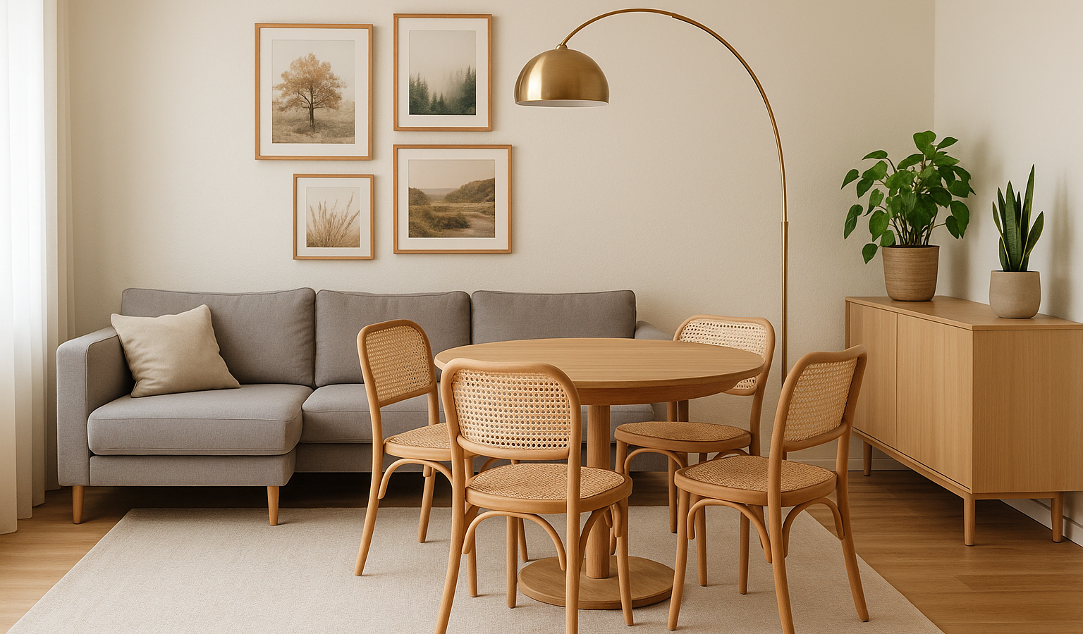 Kleines Wohnzimmer mit Essbereich gemütlich und klar strukturiert einrichten