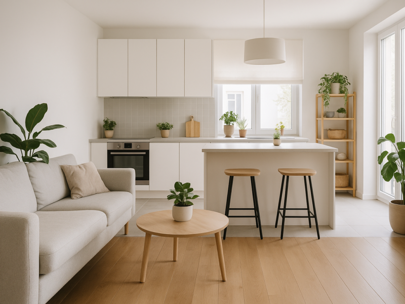 Offene Küche vom Wohnzimmer abtrennen mit einfachen Ideen