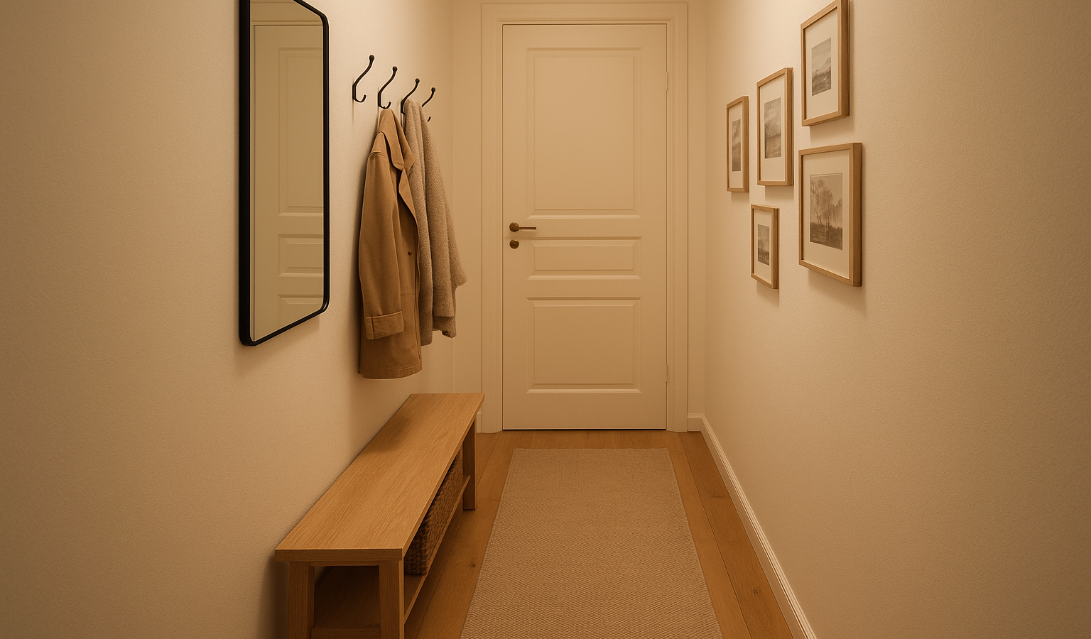 Schmalen Flur gestalten mit Licht, Farben und Stauraum