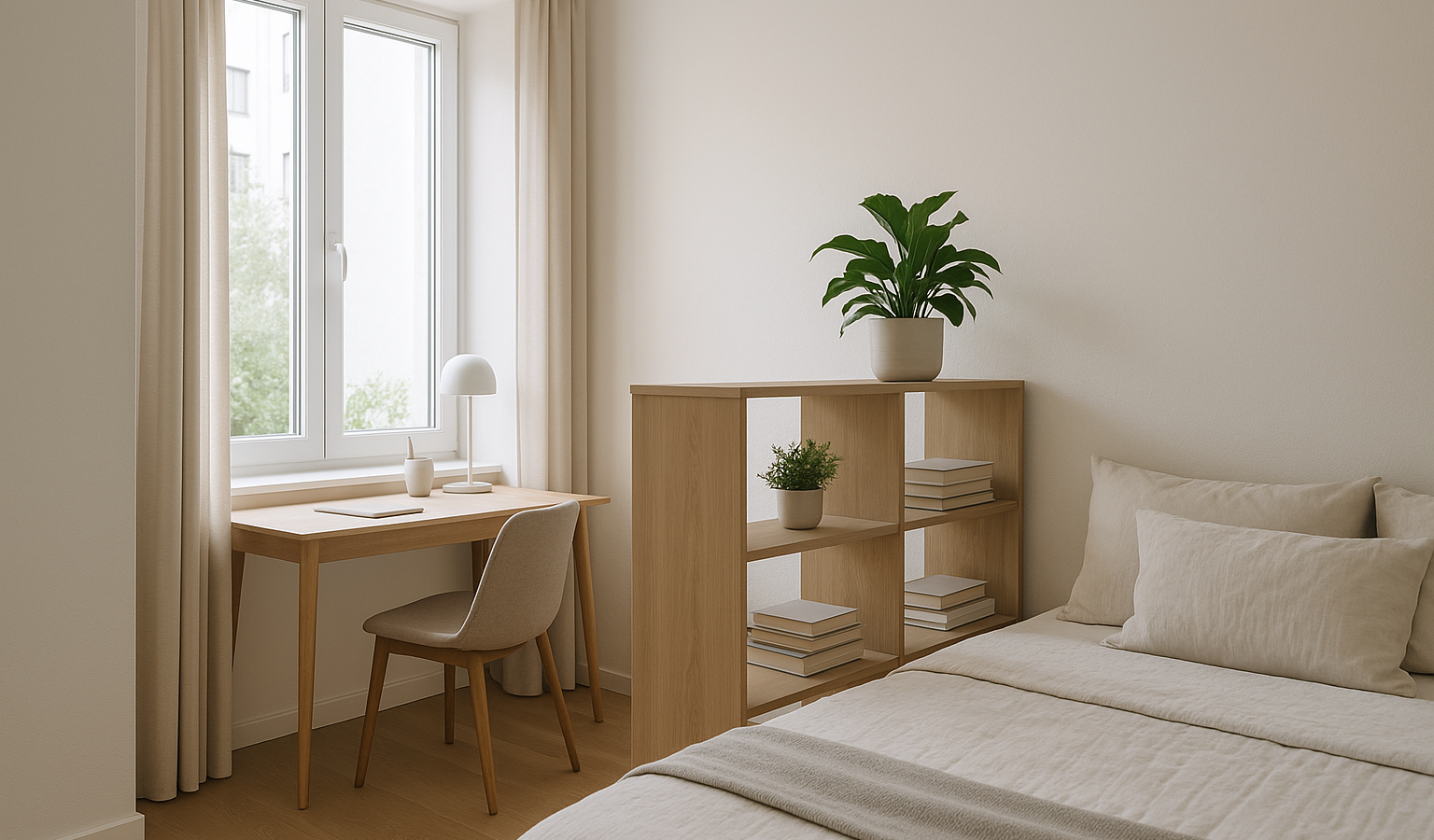 Schreibtisch im Schlafzimmer integrieren